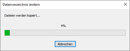 Basisverzeichnis ändern - Statusanzeige