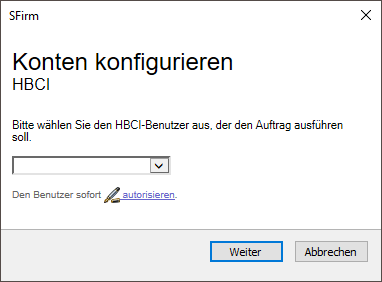 Screenshot der Kontenkonfiguration für HBCI